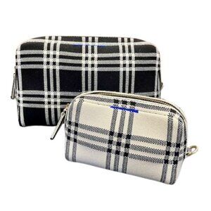 Rothy's Universal Pouch Set Black White Plaid EUC